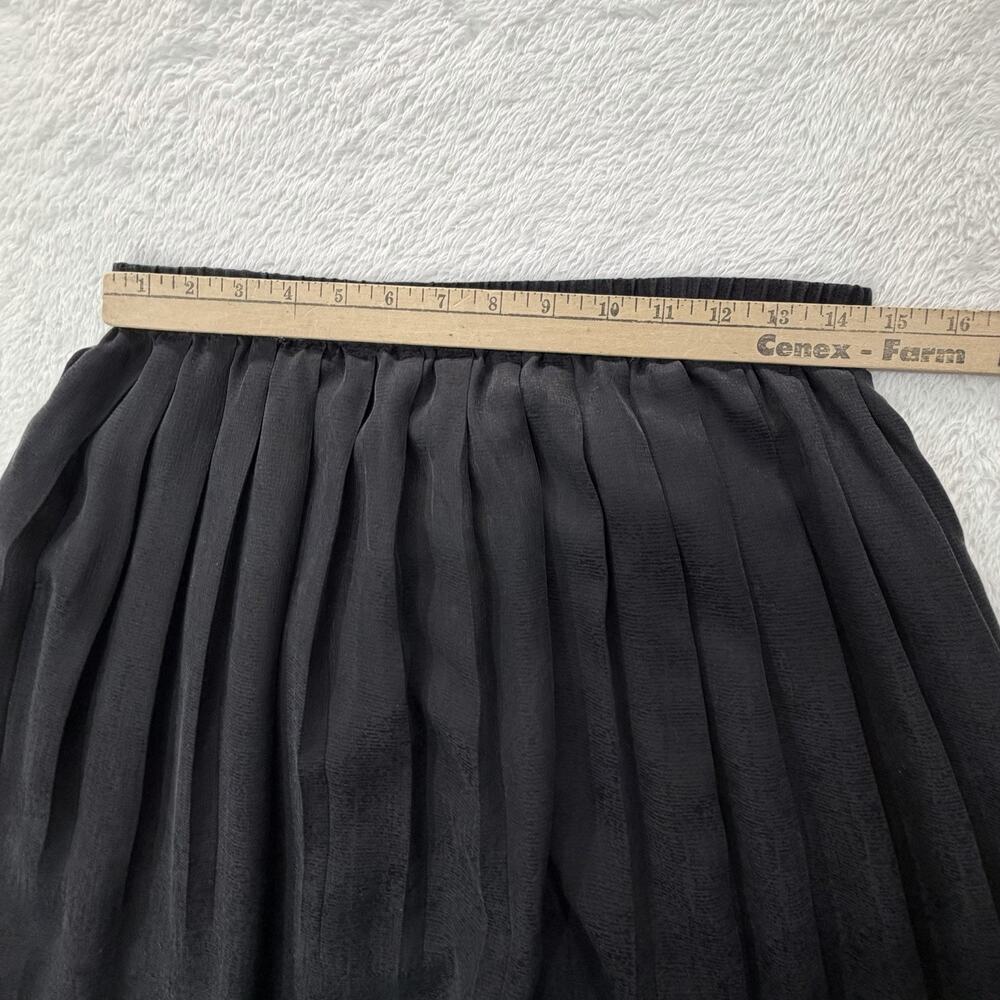 Black 100% Silk Elastic Waist Band Midi Skirt Size 10 Textured Pattern - Picture 6 of 11